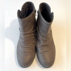 Women's Taupe Faux Leather Side Zip Ankle Boots